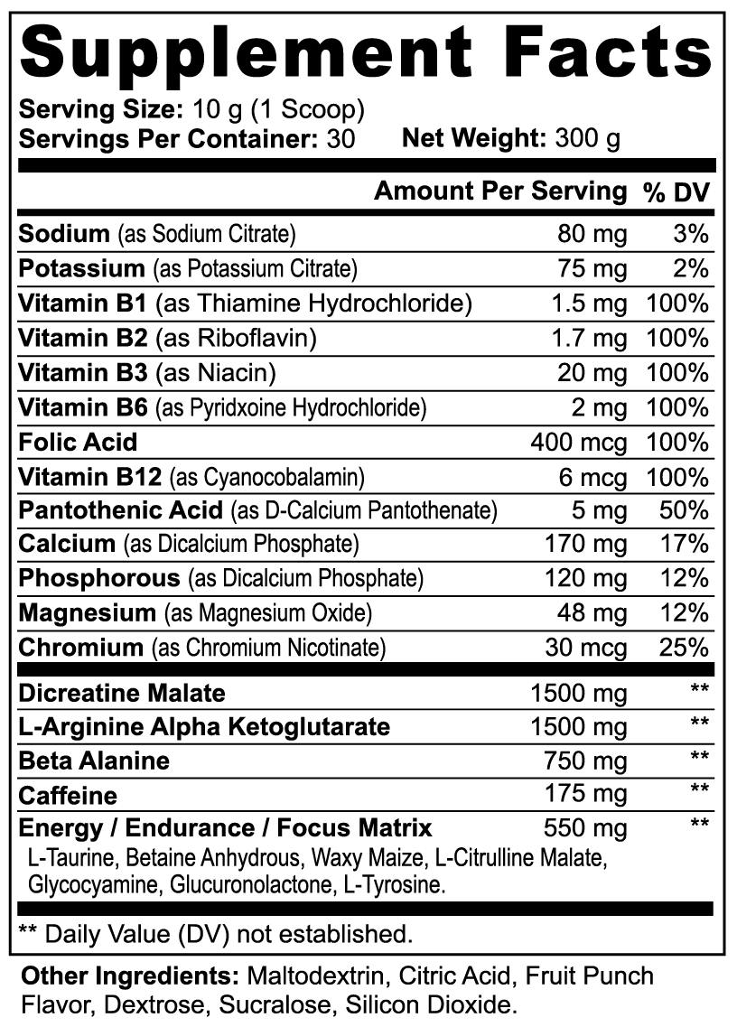 DRYVE Nitric Shock Pre-Workout Powder (Fruit Punch)